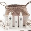 white Onne bottles and brown basket